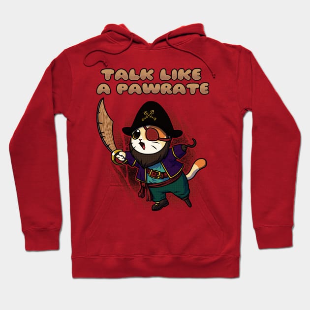 Cat Talk Like A Pirate Funny Geek Pirate Gift Hoodie by MimimaStore